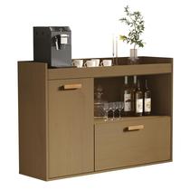 Armário Buffet Aparador Suspenso Cantinho do Café com 2 Portas 1 Nicho e 1 Prateleira para Organização da Sala Cozinha Espaçoso Design Moderno Canela