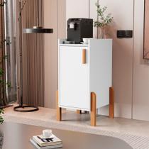 Armário Buffet Posseidon 1 porta com pés de madeira - Branco Armário Buffet Posseidon 1 porta com pés de madeira - Branco