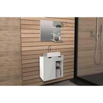 Armário c/ Balcão Banheiro Suspenso BN3605 Cuba BN3600 60cm e Espelho BN3608 Branco - Tecno Mobili