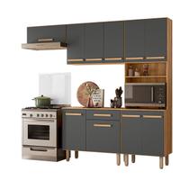 Armário C/ Balcão Cozinha 10 Portas 1 Gaveta 4 Prateleiras Espaço P/ Microondas/Forno 4 Pés Lemon