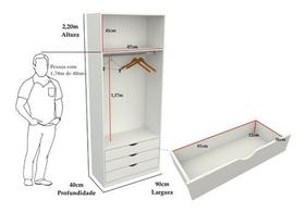Armário Cabideiro Gaveteiro Misto M49 Closet Loja 100% Mdf