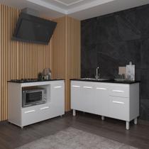 Armário Camila Cozinha Gabinete de Pia 140 cm e Balcão para Cooktop 5 Bocas e Forno ou Microondas Alana Branco Armário Camila Cozinha Gabinete de Pia 140 cm e Balcão para Cooktop 5 Bocas e Forno ou Microondas Alana Branco