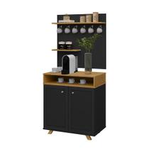 Armário Cantinho Café Star Organizador Cozinha Decoração Sala Prateleira Nicho - Nature/Preto - RPM Móveis Armário Cantinho Café Star Organizador Cozinha Decoração Sala Prateleira Nicho - Nature/Preto - RPM Móveis