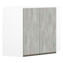 Armário Canto Diagonal 2 Portas Branco Polar C/Concreto