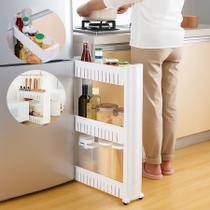 Armário Carrinho Organizador Multiuso 3 Prateleiras Branco Cozinha Banheiro Armário Carrinho Organizador Multiuso 3 Prateleiras Branco Cozinha Banheiro
