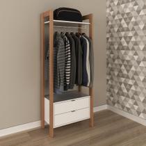 Armário Closet Com 2 Gavetas Branco/amêndoa Armário Closet Com 2 Gavetas Branco/amêndoa