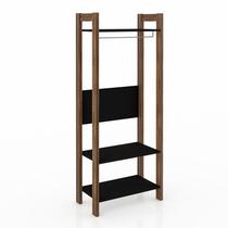 Armário Closet com Prateleira 65x165,5x35,4 cm Preto/Nogal