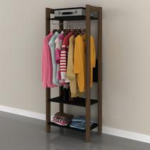 Armário Closet com Prateleira AZ1029 Preto/Nogal Tecnomobili