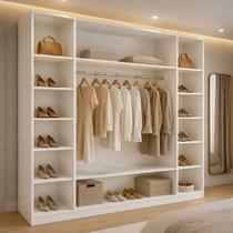 Armário Closet Modular 12 Prateleiras em Colméia e Arara Cabideiro Ana Branco Armário Closet Modular 12 Prateleiras em Colméia e Arara Cabideiro Ana Branco