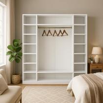 Armário Colmeia 01 Cabideiro Prateleiras Guarda Roupas Nichos Branco