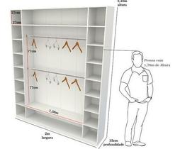 Armário Colmeia Cabideiro M12 Closet Loja Roupa Mdp