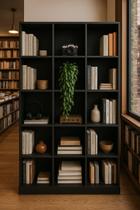 Armário Colmeia Com 15 nichos Estante Organizador Livreiro Preto Para Escritório Quarto Sala Comércio