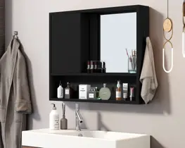 Armario com espelho Amon para banheiro pequeno e medio, armario de banheiro com espelho, espelho para banheiro