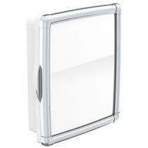 Armário Com Espelho Pláticos Independência Sobrepor Branco Para Banheiro Moldura Cromada 33X36X10