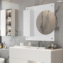 Armário com Espelho Redondo para Banheiro Martim cor Branco - JM Casa dos Moveis - JM Casa dos Móveis