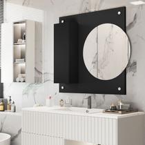 Armário com Espelho Redondo para Banheiro Morfeu cor Preto - JM Casa dos Moveis