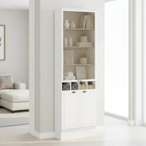 Armário com Portas de Vidro em MDF para Sala de estar Branco Carraro Armário com Portas de Vidro em MDF para Sala de estar Branco Carraro