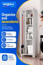 Armário Compacto Branco Com Rodinhas Para Organizar Produtos de Limpeza