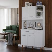 Armário Compacto Kit Completo para Cozinha com Nichos Multiuso, 5 Portas e 1 Gaveta