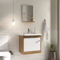 Armário Conjunto de Banheiro com Gabinete, Cuba e Espelheira 1 Portas Cairo 50 cm