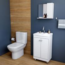 Armário Conjunto de Banheiro com Gabinete, Cuba e Espelheira 2 Portas 45 cm Armário Conjunto de Banheiro com Gabinete, Cuba e Espelheira 2 Portas 45 cm