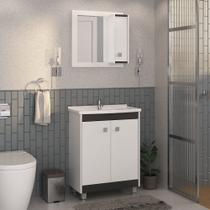 Armário Conjunto de Banheiro com Gabinete, Cuba e Espelheira 2 Portas Viena 60 cm Armário Conjunto de Banheiro com Gabinete, Cuba e Espelheira 2 Portas Viena 60 cm