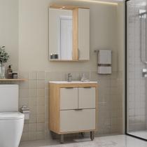 Armário Conjunto de Banheiro com Gabinete, Cuba e Espelheira e LED 60 cm