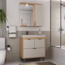 Armário Conjunto de Banheiro com Gabinete, Cuba e Espelheira e LED 80 cm Armário Conjunto de Banheiro com Gabinete, Cuba e Espelheira e LED 80 cm