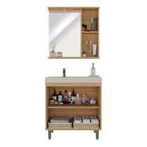 Armário Conjunto de Banheiro com Gabinete, Cuba e Espelheira e LED 80 cm