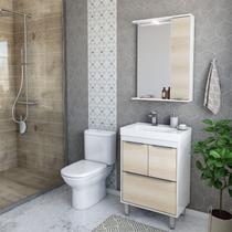 Armário Conjunto de Banheiro com Gabinete, Cuba e Espelheira e LED Malibu 60 cm