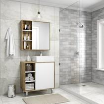 Armário Conjunto de Banheiro com Gabinete, Cuba e Espelheira Portas 80 cm