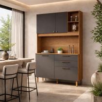 Armário Cozinha 120cm Lume Multiuso Com Balcão Pequeno Luxo Lavanderia Área Gourmet Compacto