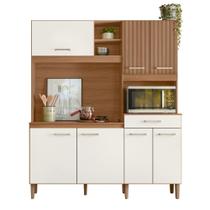 Armario Cozinha 7 Portas e 1 Gaveta Yara Carvalho Nature/Off White Armario Cozinha 7 Portas e 1 Gaveta Yara Carvalho Nature/Off White