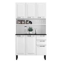 Armário Cozinha Aço Compacto 6 Portas 2 Gavetas Branco