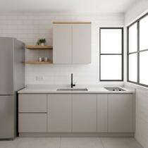 Armário Cozinha Aéreo Allure 2 Portas 80cm Gris e Jequitibá