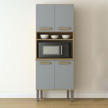 Armário Cozinha Athenas 4 Portas Espaçoso Mobilihouse Cinamomo/cinza Acetinado Armário Cozinha Athenas 4 Portas Espaçoso Mobilihouse Cinamomo/cinza Acetinado