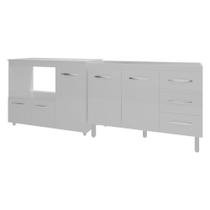 Armário Cozinha Balcão Gabinete De Pia 120 Cm Bruna E Balcão Lilian Para Microondas E Forno Elétrico Branco