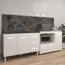 Armário Cozinha Balcão Gabinete de Pia 120 cm Bruna e Balcão Lilian para Microondas e Forno Elétrico Branco Armário Cozinha Balcão Gabinete de Pia 120 cm Bruna e Balcão Lilian para Microondas e Forno Elétrico Branco