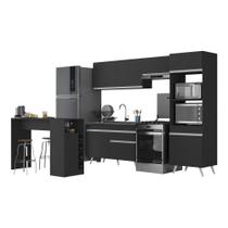 Armário Cozinha com Bancada Veneza Multimóveis Mp2174 Preto