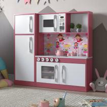 Armário Cozinha com Refrigerador Infantil Lux Branco Rosa Armário Cozinha com Refrigerador Infantil Lux Branco Rosa
