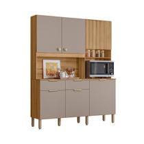 Armário Cozinha Compacta 160 cm 7 Portas 2 Gavetas 3 Prateleiras Espaço P/ Microondas ou Forno Tropical