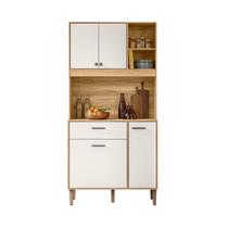 Armário Cozinha Compacta 4 Portas 1 Gaveta 2 Prateleiras 5 Pés Erva Doce 90
