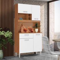 Armário Cozinha Compacta 4 Portas 1 Gaveta Balcão E Aéreo Amendola Branco