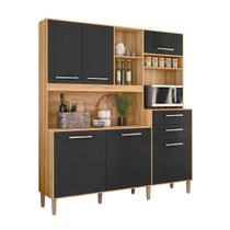 Armário Cozinha Compacta 6 Portas 2 Gavetas 5 Prateleiras Espaço P/ Forno/Microondas Pés C/ Regulagem Salsa