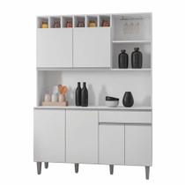 Armário Cozinha Compacta 6 Portas Alice 130cm Branco 1908 AJL Móveis