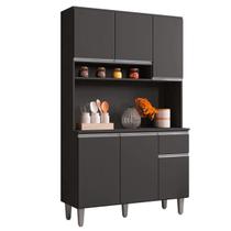 Armário Cozinha Compacta 6 Portas Marcia 105cm Cinza AJL Móveis Armário Cozinha Compacta 6 Portas Marcia 105cm Cinza AJL Móveis