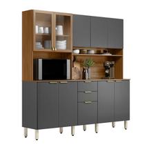 Armário Cozinha Compacta C/ Balcão 10 Portas 2 Gavetas Pés C/ Regulagem Amora