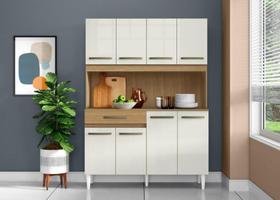 Armário Cozinha Compacta Cleo 8 Portas 1 Gaveta Atacama Off White - Aramóveis Armário Cozinha Compacta Cleo 8 Portas 1 Gaveta Atacama Off White - Aramóveis