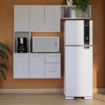 Armário Cozinha Compacta Completa 5 Portas 2 Gavetas com Nicho para Microondas e Geladeira Móveis Bonatto