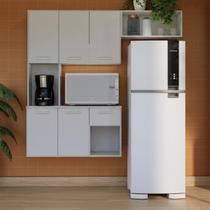 Armário Cozinha Compacta Completa 5 Portas 2 Gavetas com Nicho para Microondas e Geladeira Móveis Bonatto